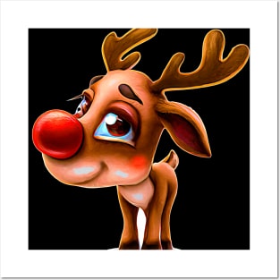 AI Art Cute Male Reindeer Abstract Expressionism Effect Posters and Art